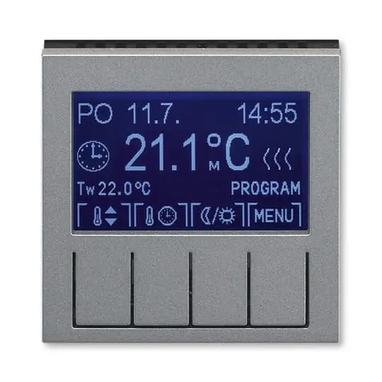 termostat univerzální programovatelný (ovládací jednotka); ocelová/kouř. černá, design LEVIT M